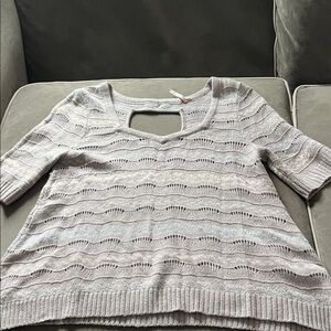 Free People Light Gray V-Neck Sweater